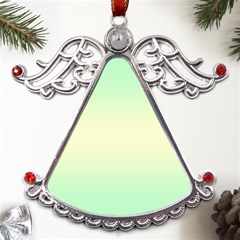 Mint Green To Cream Yellow Bilinear Gradient Metal Angel With Crystal Ornament by GradientsOmbre