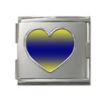 Electric Yellow To Navy Blue Bilinear Gradient Mega Link Heart Italian Charm (18mm) Front