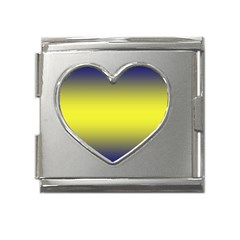 Navy Blue To Electric Yellow Bilinear Gradient Mega Link Heart Italian Charm (18mm) by GradientsOmbre