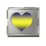 Navy Blue To Electric Yellow Bilinear Gradient Mega Link Heart Italian Charm (18mm) Front