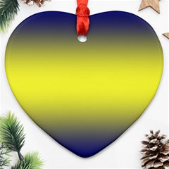 Navy Blue To Electric Yellow Bilinear Gradient Heart Ornament (two Sides) by GradientsOmbre