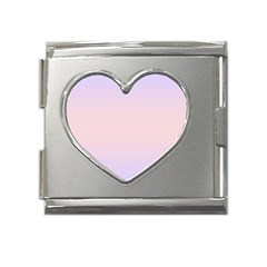 Pale Violet To Pale Pink Bilinear Gradient Mega Link Heart Italian Charm (18mm) by GradientsOmbre