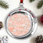 Boho Pattern Metal Snowflake Red Crystal Round Ornament Front