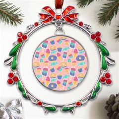 Ice Cream Donut Sweets Candie Metal X mas Wreath Ribbon Ornament by Apenda