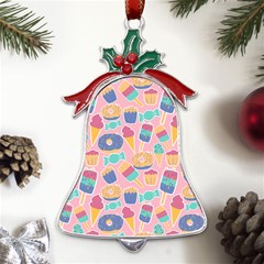 Ice Cream Donut Sweets Candie Metal Holly Leaf Bell Ornament by Apenda