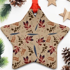 Leaves Pattern Teal Seamless Fall Star Ornament (two Sides) by Sabxi