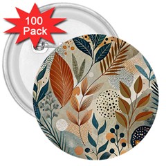 Leaves Pattern Flora 3  Buttons (100 Pack)  by Sabxi