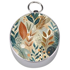 Leaves Pattern Flora Silver Compasses by Sabxi