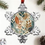 Leaves Pattern Flora Metal Small Snowflake Ornament Front