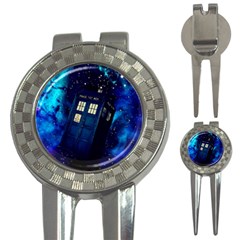 Tardis Doctor Who Space Galaxy 3-in-1 Golf Divots by Cemarart
