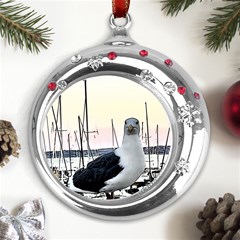 Fisherman?¯s Ward, San Francisco, Ca Metal Snowflake Red Crystal Round Ornament by RiverRootz