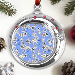 Abstract Pattern Metal Snowflake Red Crystal Round Ornament by Sabxi