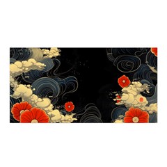 Korean Art Flowers Asian Pattern Satin Wrap 35  X 70  by Sabxi