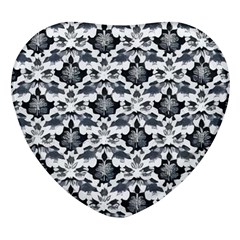 Gothic Leaf Pattern Heart Glass Fridge Magnet (4 Pack) by violetheavensky