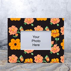 Retro 40s 50s Flowers Pattern Halloween 3 White Tabletop Photo Frame 4 x6  by violetheavensky