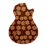Retro 40s 50s Flowers Pattern Halloween 4 Guitar Shape Wood Guitar Pick Holder Case And Picks Set Front