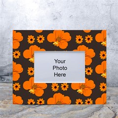 Retro 40s 50s Flowers Pattern Halloween 2 White Tabletop Photo Frame 4 x6  by violetheavensky