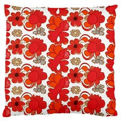 Mid Century Retro Floral 1970s 1960s Pattern 91 Large Premium Plush Fleece Cushion Case (one Side) by violetheavensky