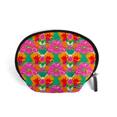 Retro 40s 50s Mexico Flowers Pattern Accessory Pouch (small) by violetheavensky