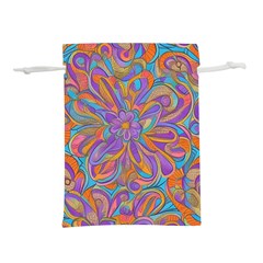 Mid Century Retro Floral 1970s 1960s Pattern 75 Lightweight Drawstring Pouch (l) by violetheavensky