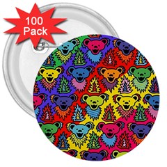 Grateful Dead Jam Bears 3  Buttons (100 Pack)  by Tsamara