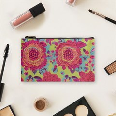Mid Century Retro Floral 1970s 1960s Pattern 82 Cosmetic Bag (small) by violetheavensky