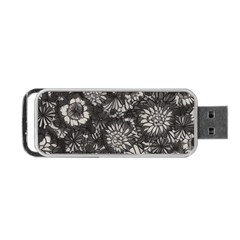 Mid Century Retro Floral 1970s 1960s Pattern 71 Portable Usb Flash (one Side) by violetheavensky